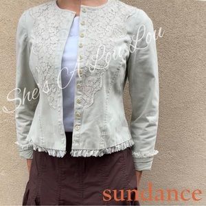 Sundance Lace Militaire Button Up Blazer Shirt in Khaki |  Sz P6